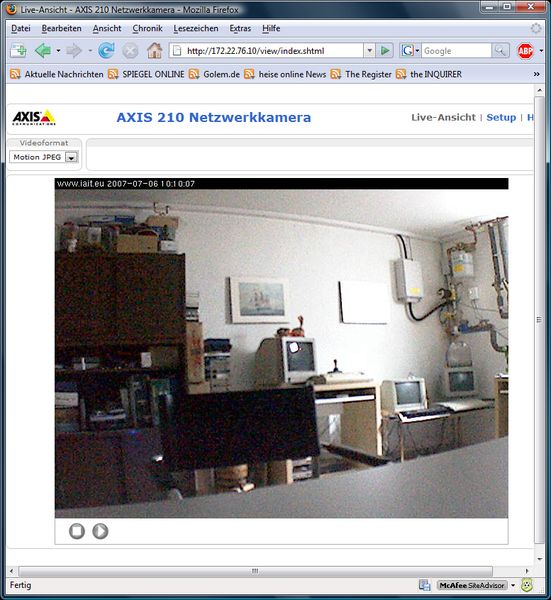 Das Bild der Axis 210 konnte auch bei schlechten Lichtverhältnissen überzeugen (das elektrische Licht in dem hier gezeigten Kellerraum ist ausgeschaltet) (Archiv: Vogel Business Media)
