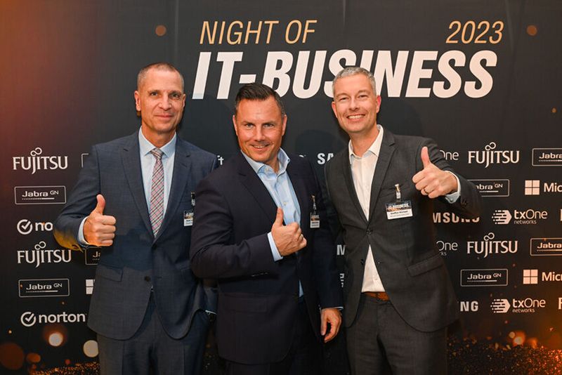 Das Microsoft Team (v. l.) Sven Langenfeld, Matthias Scharer und Steffen Michael (Bild: Hannes Magerstädt)