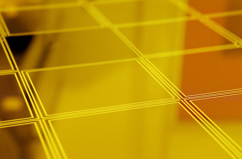 ... lagert sich Metall in einem feinen Raster an, dessen Linien 20 µm breit sind. (Bild: Precision Micro)