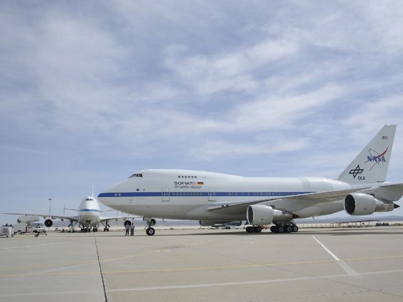 SOFIA in ihrer Heimatbasis, dem NASA Dryden Flight Research Center auf der Edwards Air Force Base in kalifornien (NASA)