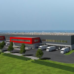 Grafik des neuen Logistikzentrums von Immogate, das in München-Parsdorf entsteht.