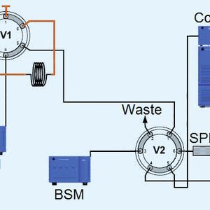 Abb. 1: Schema zur Betriebsweise der Online-SPE – a: Injektion, ...