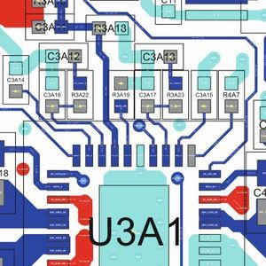 Bild 4: Farbliche Markierungen sorgen für Übersichtlichkeit. Hier sind Vcc in Rot, GND in Türkis und allgemeine Signale in Blau dargestellt.(Bild:  EasyLogix)