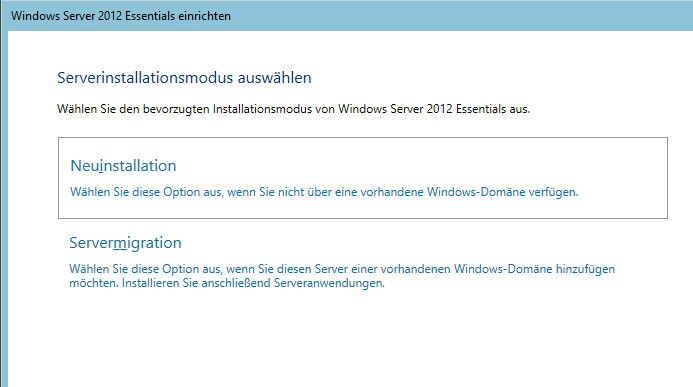 Abbildung 5: Windows Server 2012 Essentials können Sie im Migrationsmodus installieren. (Bild: Joos)
