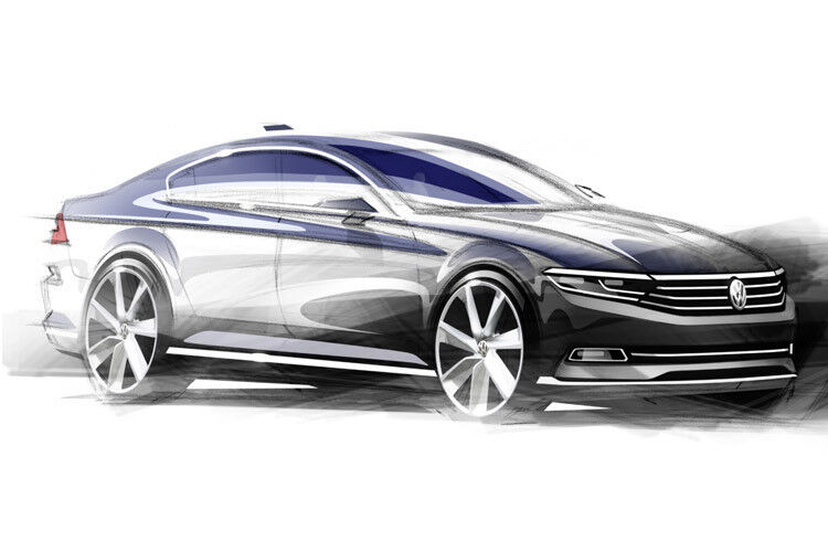 Auf den ersten Skizzen sieht der Neue etwas gedrungener aus als der Vorgänger. (Foto: Volkswagen)