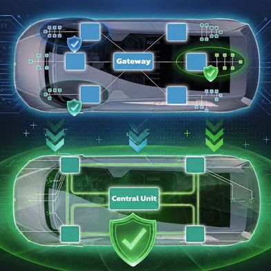 Vom Gateway zur Central Unit: Im SDV werden Fahrzeugfunktionen zentralisiert und müssen über klare Partitionierung, Isolation und Safety-Scope abgesichert werden. (Bild: Elektrobit)