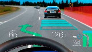 Originally designed for military use, the head-up display (HUD) places important information (such as the current speed, and turn-by-turn navigation directions) right in the driver's line of sight.