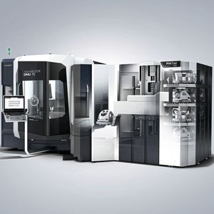 Das modulare PH Cell 500 bietet Platz für bis zu 32 Paletten mit je 400 Millimeter x 400 Millimeter. Eine hohe Ergonomie und einfache Bedienung gewährleisten der drehbare Rüstplatz und die Steuerung per Touchscreen.(Bild:  DMG Mori)