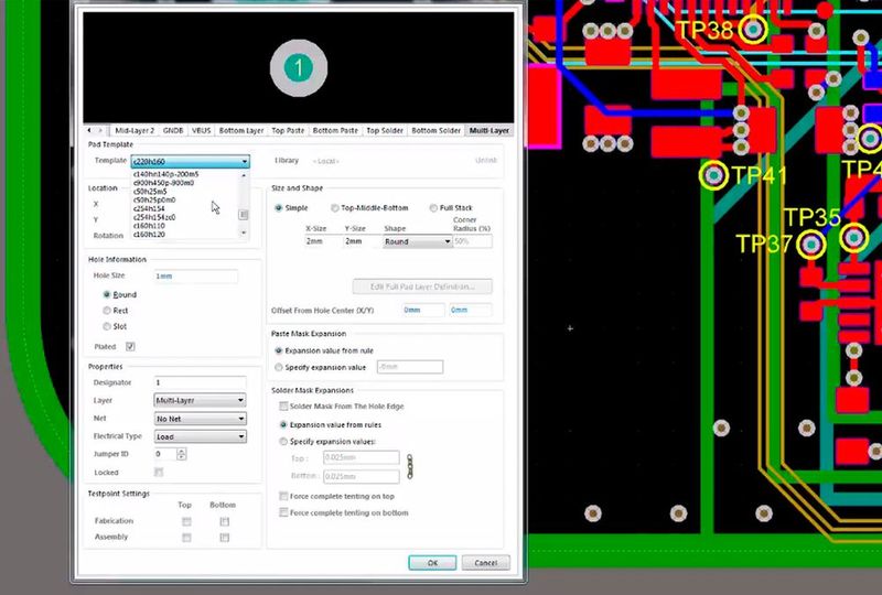 Altium Designer – Pad- und Via-Bibliotheken: Erweiterte Optionen für das Management von Pad- und Via-Stacks ermöglichen Ihnen ein einfaches Management Ihrer Pads mit einer Pad- und Via-Bibliothek. Sparen Sie wertvolle Zeit durch das Anlegen von Pad-Vorlagen, die sich einfach auf bestimmte Gruppen von Pads auf Ihrem PCB anwenden lassen. (Bild: Altium)