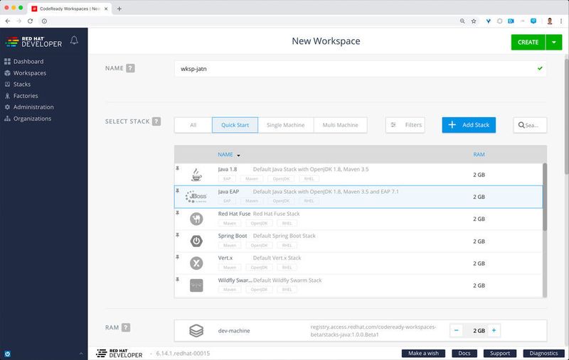 Red Hat CodeReady Workspaces läuft in einem Kubernetes-Cluster und verwaltet Code, Abhängigkeiten und Artefakte in OpenShift-Pods und Containern. (Red Hat)