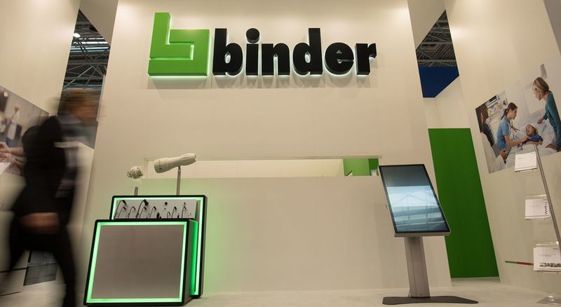 Das Bild zeigt einen Teil des Messestandes auf der diesjährigen Compamed, auf der Binder erstmalig seine Produktpalette präsentiert hat. (Bild: Binder)