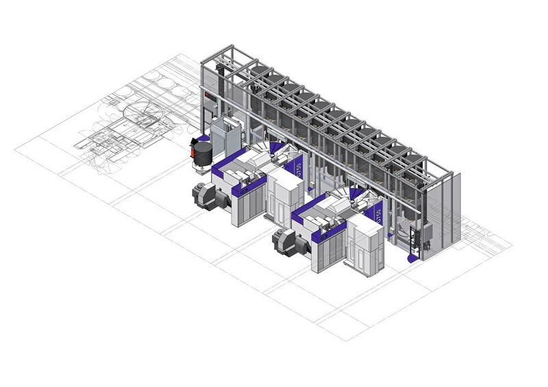3D-Layout (2x Grob G750) mit einer Länge von 21 Metern. Die Gesamtlänge (3x G550 und 3x G750) beträgt 60 Meter. (Grob Werke)