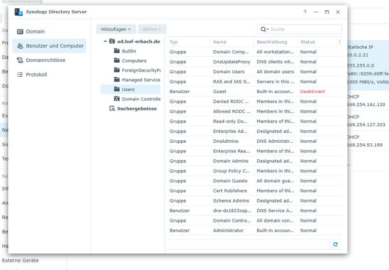 Benutzer und Computer auf dem Synology-NAS verwalten.  (Bild: Joos - Synology)