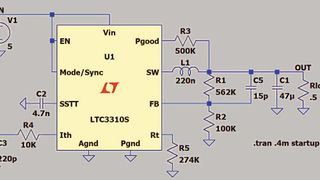 Bild 1: Ein Schaltregler im Schaltplanfenster von LTSpice. (Bild: Analog Devices)