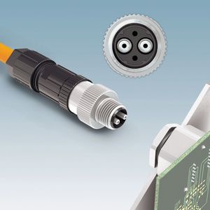 Der M12-Steckverbinder vom Typ „Optic“ in der Schutzart IP 65/67 eignet sich als kompakter LWL-Steckverbinder in rauer Umgebung.