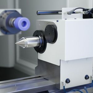 Der Reitstock bei der UG-Baureihe von Emag verfügt über eine präzise gelagerte Pinole mit Feineinstellung und Sensorik zur Überwachung des Werkstücksitzes sowie über eine hydraulische Rückstellung.(Bild:  Emag)