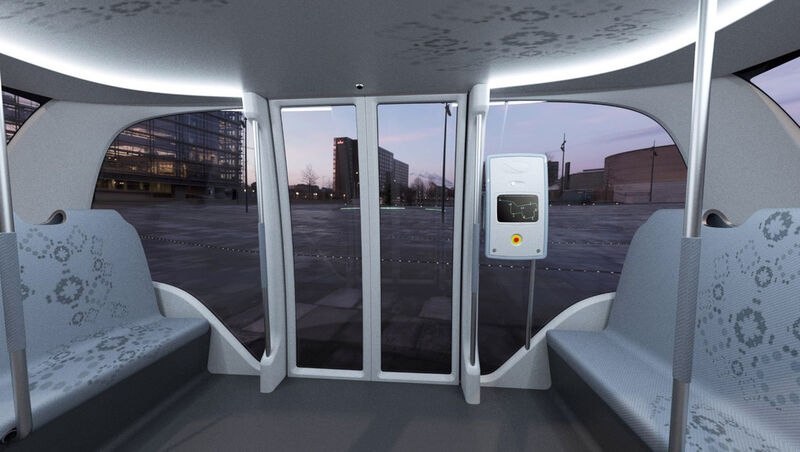 Das in der Entwicklung befindliche Transportfahrzeug soll beidseitig mit Türen ausgestattet sein, um für Passagiere den Zu- und Ausstieg zu vereinfachen. (Bild: 2getthere)