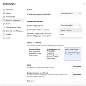 Anpassen der Benachrichtigungen für Microsoft Teams in macOS.(Bild:  Joos)