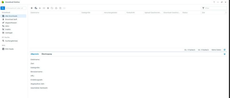 Die Weboberfläche der Download Station. (Bild: Joos – Synology)