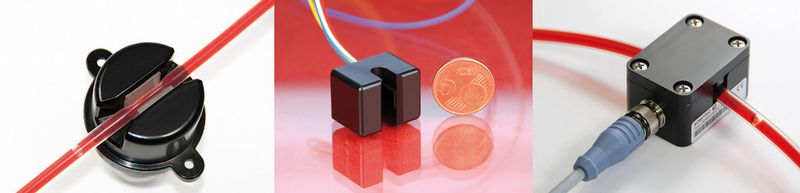 Berührungslose Luftblasendetektion: Die Sonocheck-Produktreihe umfasst neben dem für medizinische Anwendungen konzipierten ABD05 auch den Miniatursensor ABD07 sowie den Industriesensor ABD06 (v.l.n.r) (Bild: Sonotec)