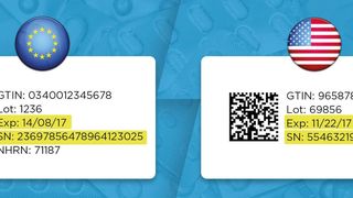 Druck und Echtzeitkontrolle von Seriennummern auf Arzneimittelverpackungen mithilfe einer Serialisierungssoftware. (Adents)