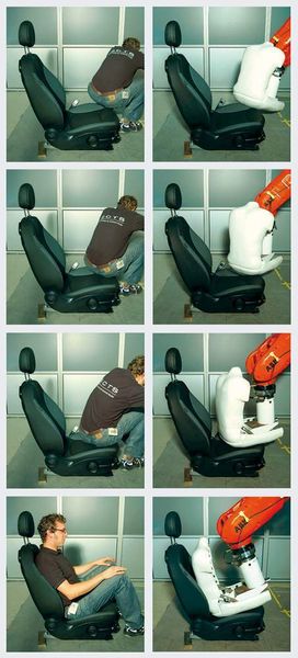Bild 3: Mit Frits simuliert der Roboter die komplexen Bewegungsabläufe beim Einsitzen. Die gewonnenen Daten erlauben eine realistische Aussage über das Langzeitverhalten. (Archiv: Vogel Business Media)
