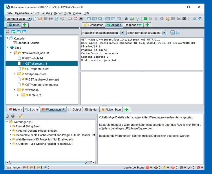 Der Datenverkehr, den ZAP an den Webserver schickt, kann nachverfolgt werden. (Th. Joos)