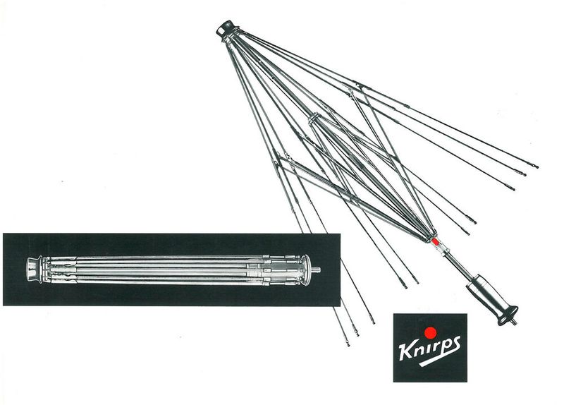 Der Erfolg brachte Nachahmer mit sich. Um den Knirps deutlicher von der Konkurrenz abzuheben, führte das Solinger Unternehmen 1969 den roten Punkt als Bestandteil des Markenlogos ein. (Bild: Mit freundlicher Genehmigung von Knirps)