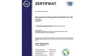 Automotive-Audit: Rosenberger ist nach IATF 16949:2016 zertifiziert. (Rosenberger)
