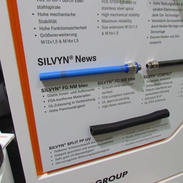 Passend dazu ist der Schutzschlauch Silvyn FG NM mit einem FDA-geprüften Außenmantel ausgestattet und ebenfalls für die Lebensmittel- und Getränkeindustrie geeignet. (Bild: s. häuslein/konstruktionspraxis)