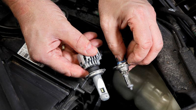 Der Einbau war laut den ADAC-Testern unproblematisch. Allerdings kann das deutlich größere Leuchtmittel laut Osram beispielsweise beim Opel Astra zu Schwierigkeiten mit der Scheinwerferabdeckung führen. (Bild: ADAC)