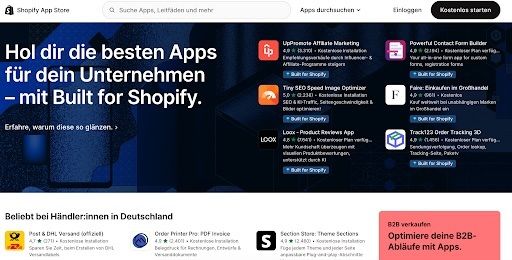 Shopify App-Store: Mehr als 100.000 Entwickle, Agenturen und Software-Unternehmen entwickeln weltweit neue Lösungen speziell für Shopify-Händler.(Bild:  Shopify)