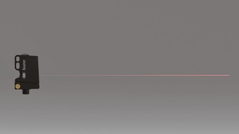 Der optimal ausgerichtete Lichtstrahl. Hier die reale Darstellung des Schielwinkels von maximal 1 Grad des Lichttasters O300.  (Bild: Baumer GmbH)