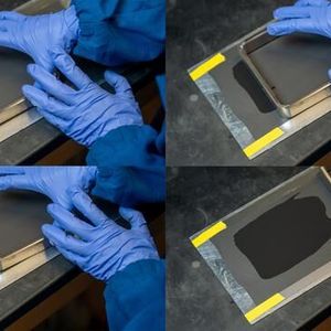 La miscela di legante ed elettrodo viene stesa per formare uno strato elettrodico, che viene poi essiccato in un forno.(Fonte: David Baillot | UC San Diego Jacobs School of Engineering (CC BY-ND 4.0))