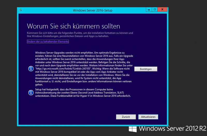 Microsoft warnt vor der Aktualisierung eines Servers und empfiehlt die Neuinstallation von Servern. (Microsoft/ Thomas Joos)