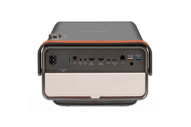 Der 4K-Beamer verfügt über eine Vielzahl von Anschlüssen, darunter auch USB-C und LAN.   (Viewsonic)