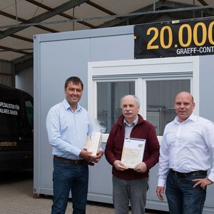 V.l.: Patrick Korsch (Graeff-Geschäftsführer), Bernd Augustin (Leiter Produktionsteam) und Rüdiger Stipp (Graeff-Geschäftsführer)