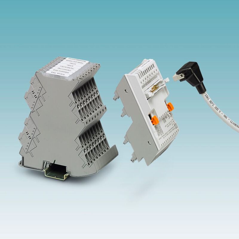 Systemkabeladapter für analoge Signalwandler Mini MCR V8 FLK: Acht Trennverstärker und Messumformer der Baureihe Mini Analog Pro lassen sich über Systemadapter und -verkabelung mit geringem Aufwand sowie fehlerfrei an eine Steuerung anbinden. 