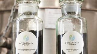 The cathode active materials combine the best attributes of the Lithium Iron Phosphate chemistries – relatively low cost, long cycle life, and good low temperature performance – with energy density comparable to more expensive Nickel Cobalt Manganese chemistries.  (Source: James Arbuckle/Integrals Power)