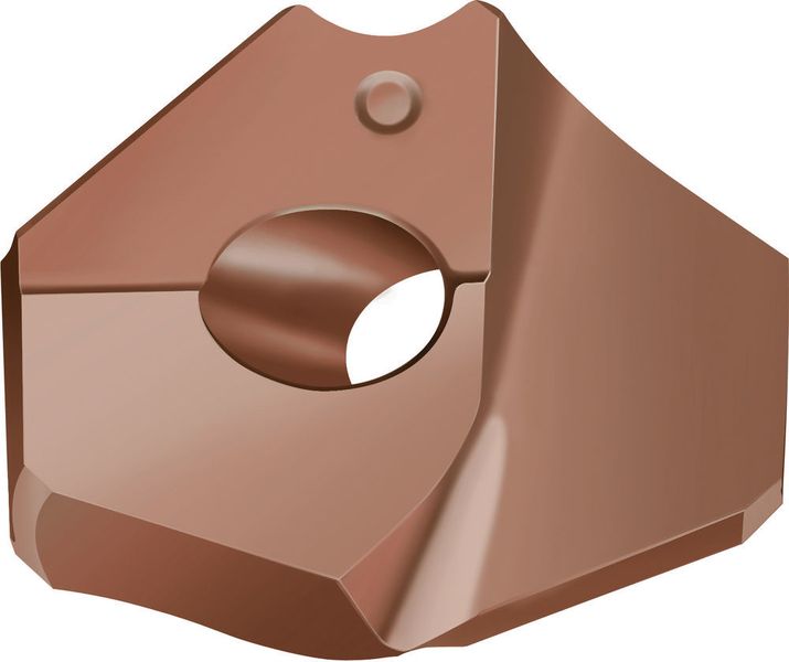 The introduction of a red coloured indexable insert for Walter’s Xtra-Tec B401x point drills not only designates that the insert is targeted at applications in cast iron (ISO K materials) but it also acts as a wear indicator – any degradation in colour denotes that an insert change is needed. (Source: Walter)