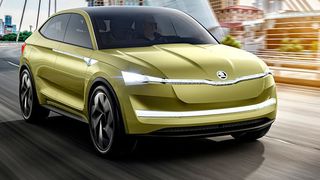 Skoda präsentiert auf der IAA mit dem Konzept Vision E sein erstes rein elektrisch angetriebenes Fahrzeug.  (Skoda)