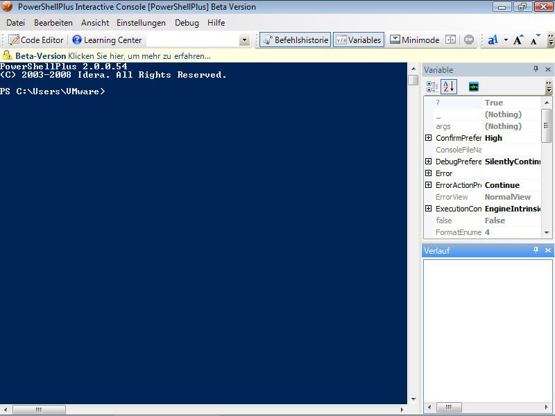 Abbildung 1: PowerShellPlus empfängt den Anwender mit einer aufgeräumten Oberfläche (Archiv: Vogel Business Media)