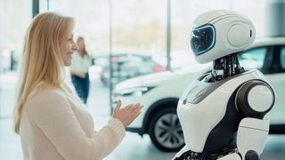 Im Showroom sind zwar noch keine Roboter anzufinden, aber die künstliche Intelligenz hält in immer mehr Autohausgruppen Einzug. (Bild: Frank Gärtner - stock.adobe.com / KI-generiert)