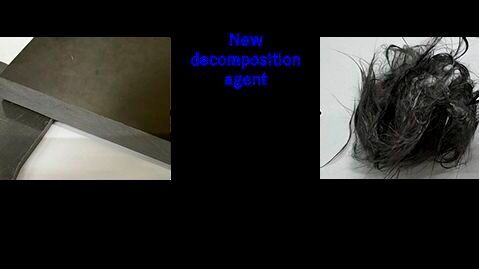 Toray has developed a decomposition agent that breaks down three-dimensionally crosslinked and hard-to-decompose thermoset resins at lower temperatures than conventional methods.(Image: Toray)