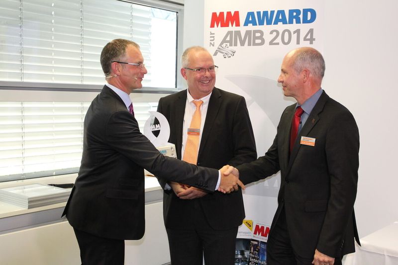 Gratulation an Renishaw: Das Hochgeschwindigkeits-Scanningsystem Sprint brachte den MM-Award zur AMB 2014 in der Kategorie Messsysteme. (Bild: MM)