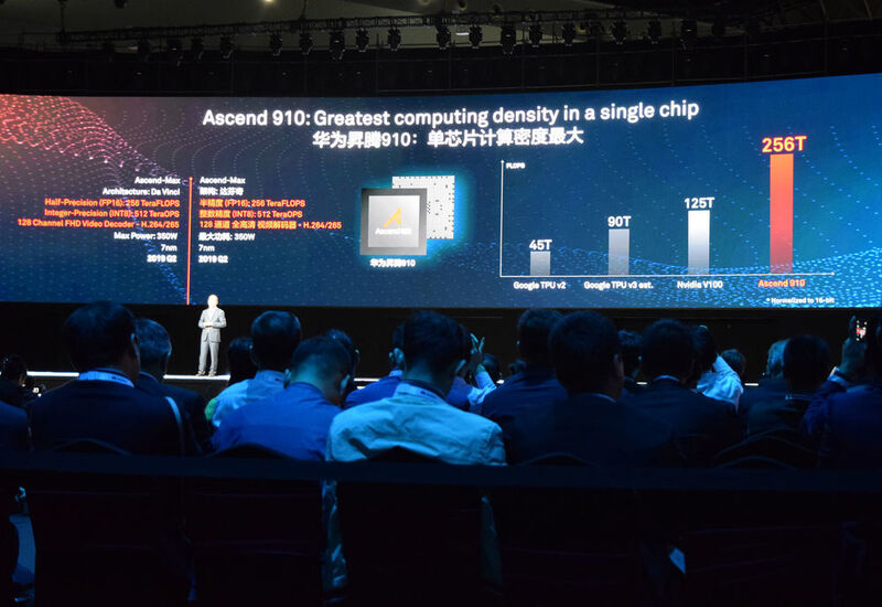 Die neue Reihe der AI-CPUs Ascend soll beim derzeitigen Topmodell 910 gegenüber der Konkurrenz mehr als den doppelten Durchsatz bringen. (Ludger Schmitz / CC BY 3.0)