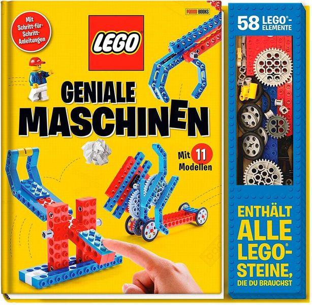 Im Bausatz „Geniale Maschinen“ von Lego finden Lego-Fans Schritt-für-Schritt-Anleitungen für elf Maschinen. Die Lego-Teile müssen wie in der Anleitung beschrieben zusammengesteckt werden. Mit vorgestanzten Pappelemente lassen sich die Konstruktionen ergänzen. Alle Teile, die für den Bau der Modelle benötigt werden, sind in dem Set enthalten. Einen Leistungsvergleich zu diesem Produkt konnten wir nicht finden. Der Preis liegt bei ca. 22 Euro. (Bild: Lego / gefunden auf amazon.de)