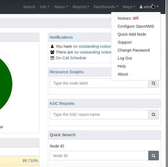 Über die Web-Oberfläche erfolgt die Anpassung von OpenNMS und die Anbindung weiterer Knoten.(Bild:  Thomas Joos)