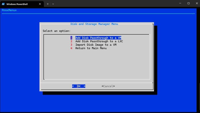 Hinzufügen von Datenträgern über ProxMenuX. (Bild: Joos | ProxMenuX)