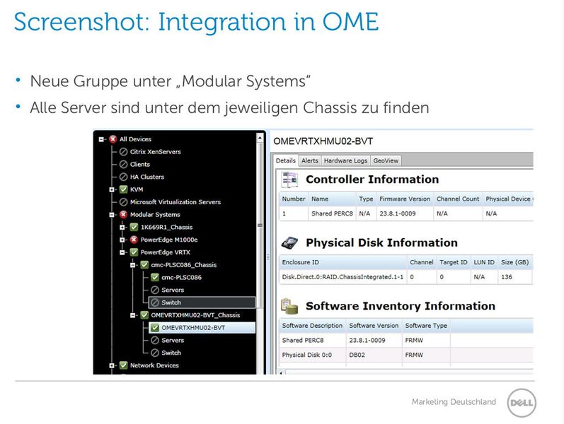 Die Verwaltung per Open Manage Essentials lässt so so konfigurieren, dass jedes System mit seinem Standort und einem Zustandsbericht angezeigt werden kann. (Bild: Dell)